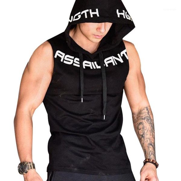 

the new mens cotton hoodie gym sweatshirts fitness clothes bodybuilding tank men sleeveless trend tees shirt casual vest1, White;black
