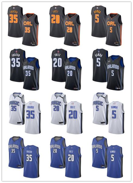 

mens womens youth orlando magic 20 markelle fultz 35 melvin frazier 5 mohamed bamba blue white custom basketball jerseys, Black;red