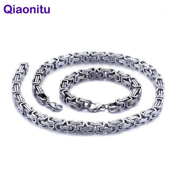 

chain necklace bracelet for men stainless steel gold silver black byzantine link mens necklaces chains fashion jewelry 5/6/8mm1