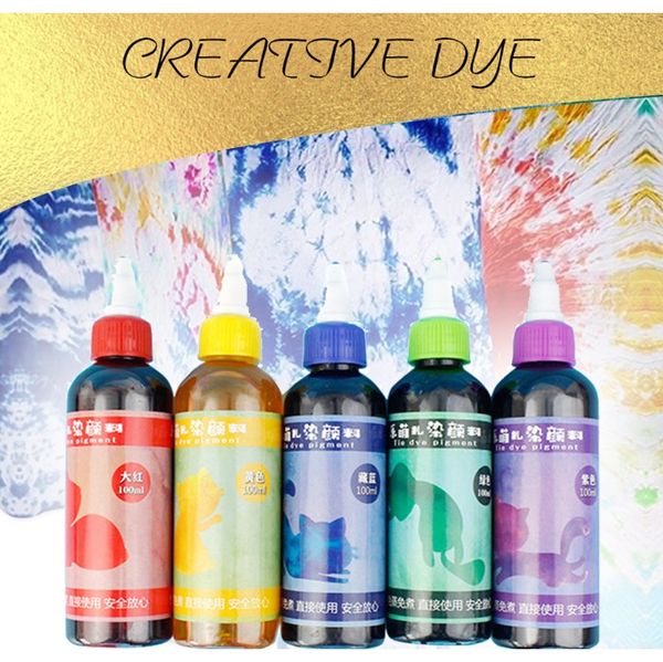 

5 bottles 500ml bottles tulip one step tie dye kit vibrant fabric textile permanent paint color dyes for diy handmade program d2 wmtsby
