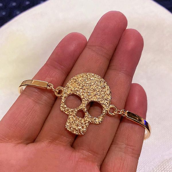 

bangle fashion gothic steampunk handmade charm skull skeleton cuff alloy bracelet jewelry gift for women men, Black