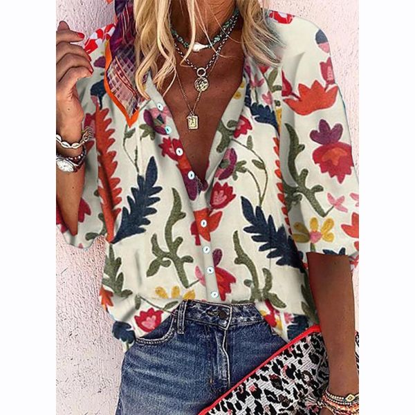 

exclent new print stand collar long sleeve casual women's shirt 2021 fashion black friday ywfs, White;black
