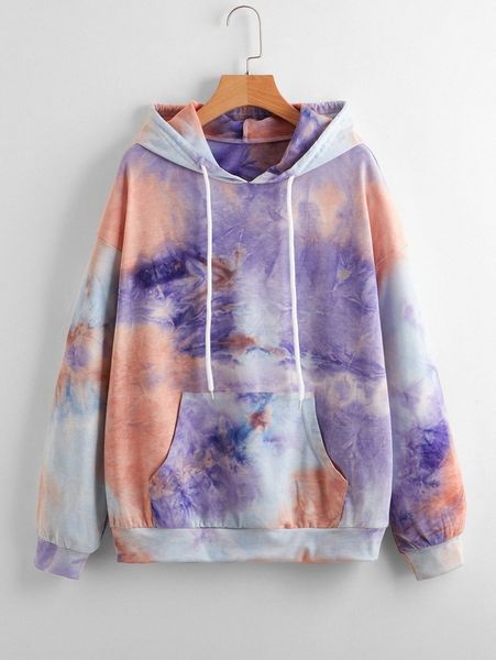 

tie dye drawstring pocket detail sweatshirt d69p#, White;black