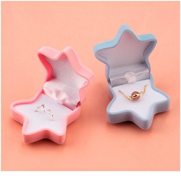 

1 piece lovely starfish velvet jewelry box wedding engagement ring box display gift box holder for earrings necklace qyltaq, Black;white