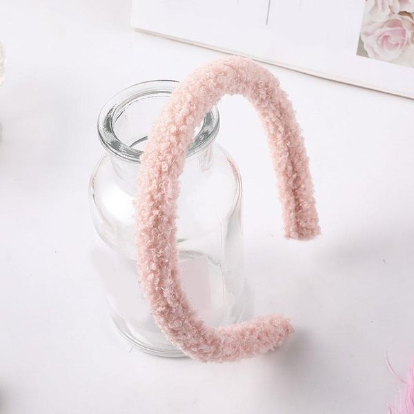

candy color soft plush headband winter women furry lambswool head hoop headwear solid color hair accessories hairband for women h jllaqg, Black;brown