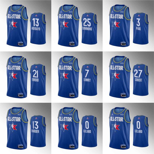

custom 2020 all-star blue style jerseys 13 adebayo 25 simmons 21 embiid 7 lowry basketball jersey ing, Black;red