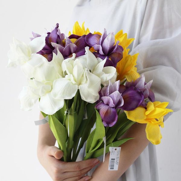 

decorative flowers & wreaths pu feel simulation orchid iris artificial flower home wedding living room decoration fake