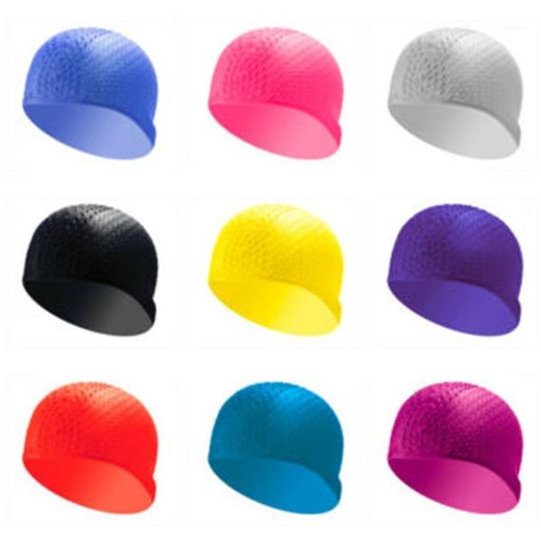 

cycling caps & masks colorful silicone swimming cap pool practical durable ear protection1, Black