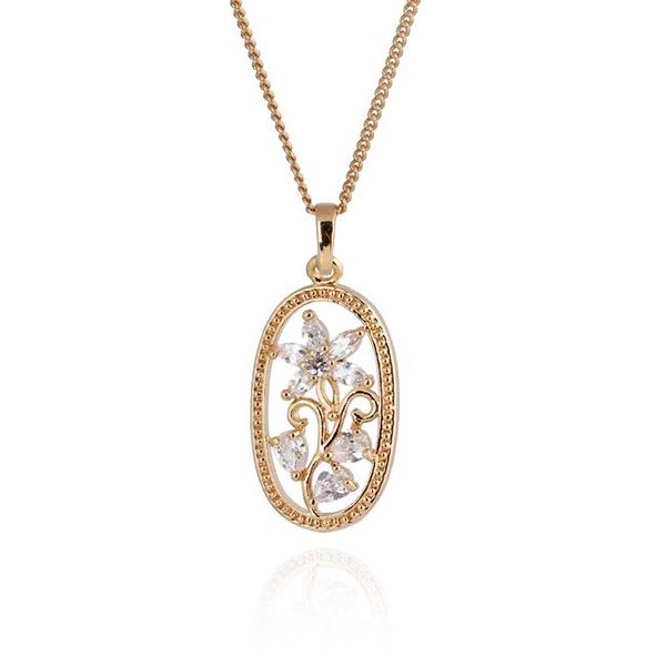 

оптовая vintage flower yellow gold-цвет прозрачный маркиза цирконий подвеска женщин ожерелье нет никеля бесплатная доставка, Silver