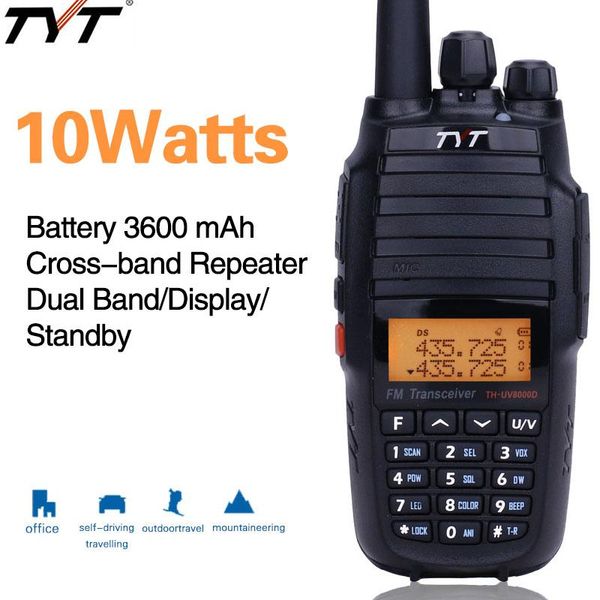 

walkie talkie tyt th-uv8000d 10watts high power cross band dual uhf vhf transceiver 10km handheld portable radios
