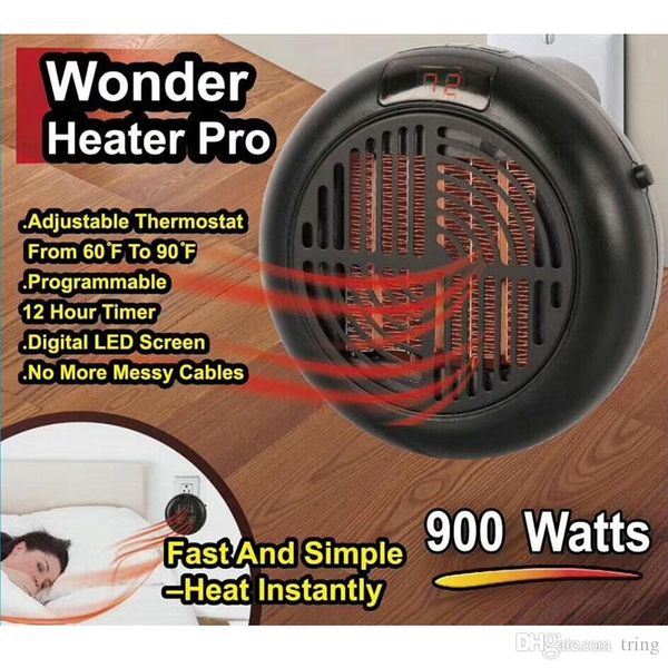 

900w wonder heater pro portable handy heater wall-outlet digital plugin electric heater air fan warm radiator home machine
