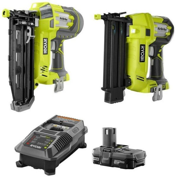 

ryobi brad nailer one+ airstrike 18-gauge lithiumion cordless w/ 16-gauge finish