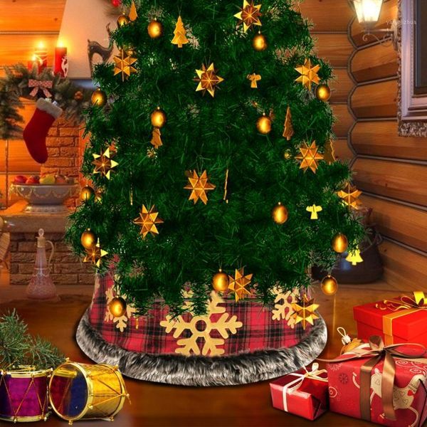 

golden snowflake christmas tree skirt christmas tree collar base cover party home decor xmas decoration1