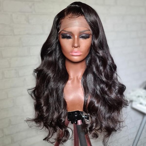 

costume accessories 26inch natural black body wave synthetic lace front wig for black women with babyhair preplucked daily deep part wigs, Silver
