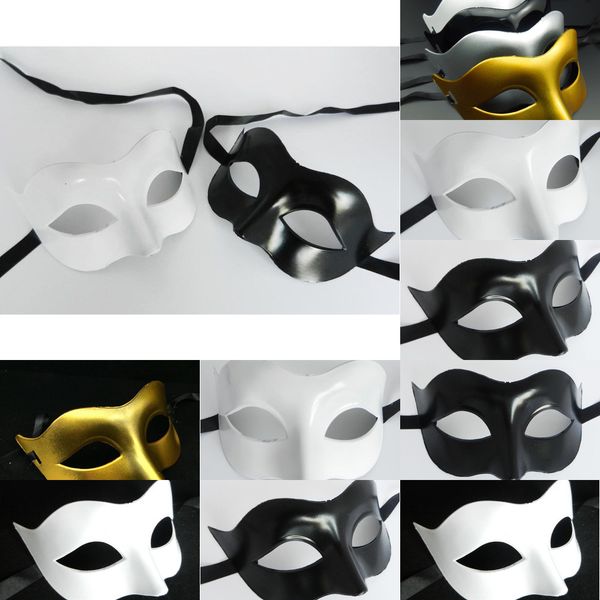 

m4j5men's masquerade fancy dress venetian masks plastic half face mask [black, white, gold, silver]nyz5ra6a