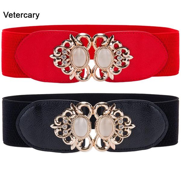 

elastic belts for women gold opal buckle cummerbunds wide waistband up corset bandage belt party accessories dress coat decorate, Black;brown