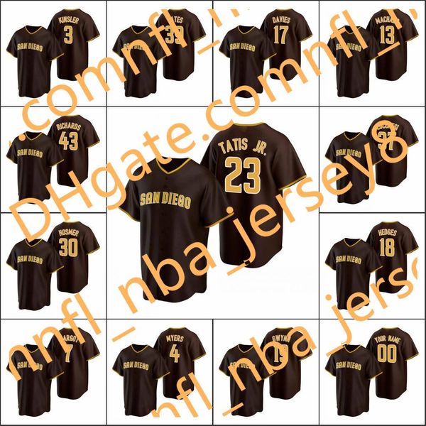 

san diego padres #13 manny machado 23 fernando tatis jr. 19 tony gwynn men women youth custom brown 2020 replica road jersey, Blue;black