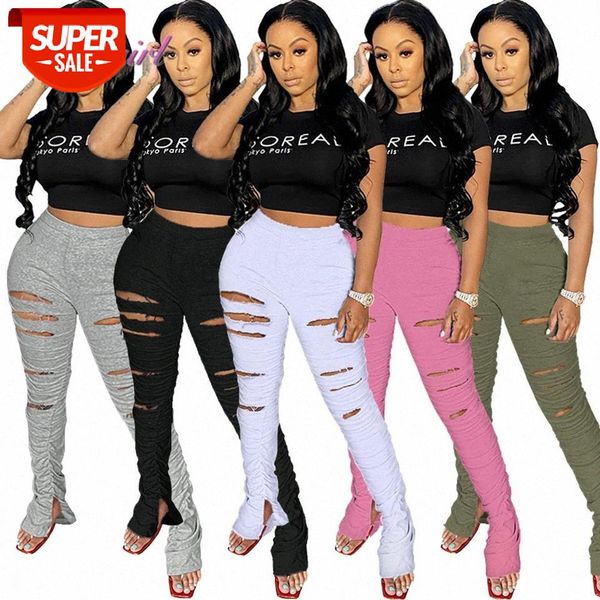 

casual distressed high waist flare pants women summer pleated trousers stacked sweatpants female outfit street sportwear pants #7z21, Black;white