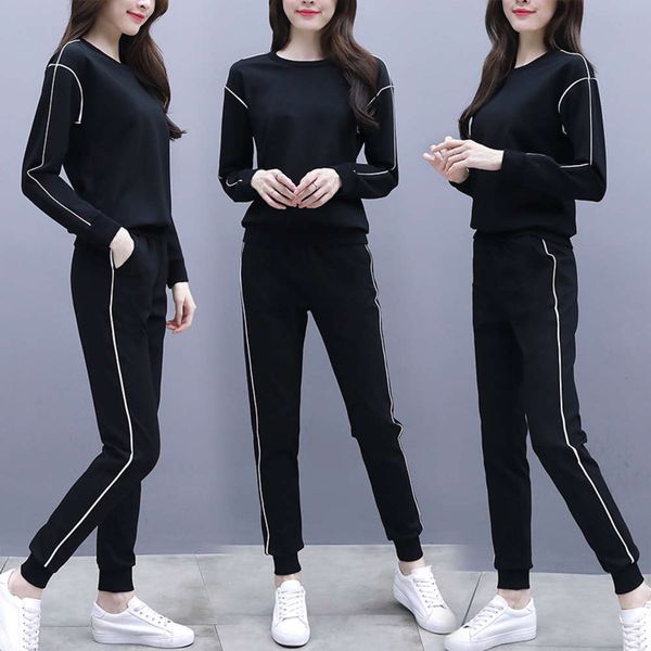 

bodysuit women's autumn and winter new korean fashion loose large size thickened leisure sportswear two piece set, Gray