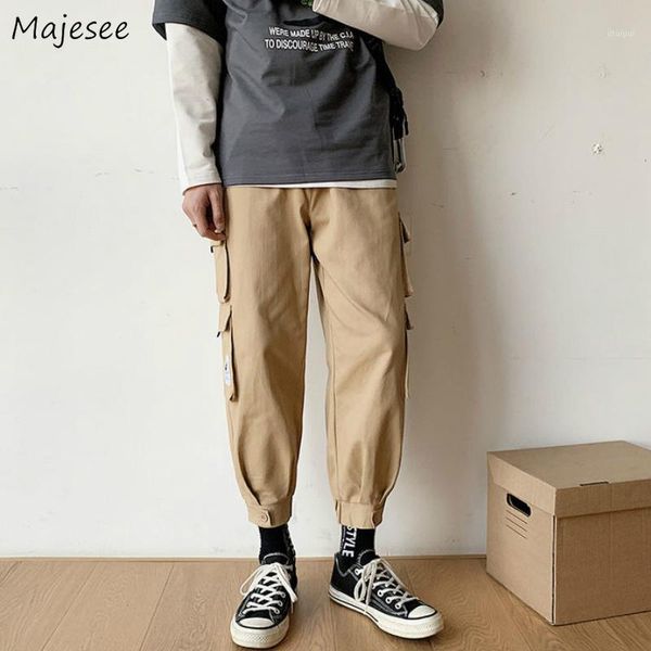 

pants men casual plus size 3xl loose chic bundle ankle-length mens cargo trousers harajuku fashion high street ins students new1, Black