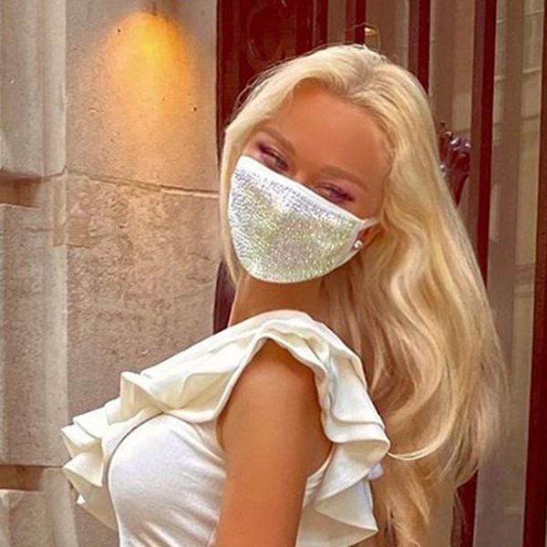 

sparkly rhinestone mask elastic reusable washable bling mask for face with rhinestone decoration face jewelry jlluay