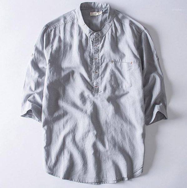 

men's causal shirt short sleeve button cotton linen solid color loose blouse1, White;black
