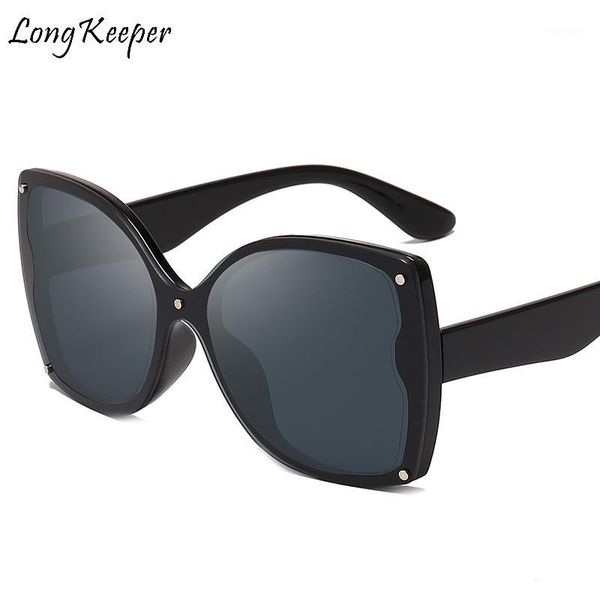 

sunglasses longkeeper oversized cat eye women 2021 brand designer sun glasses luxury female shades driving eyewear uv4001, White;black