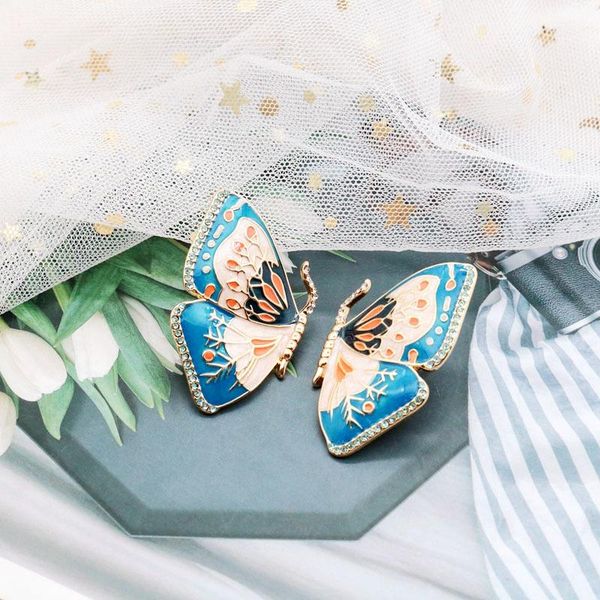 

сладкие серьги бабочка медный материал польский эмаль симметричный, Golden;silver