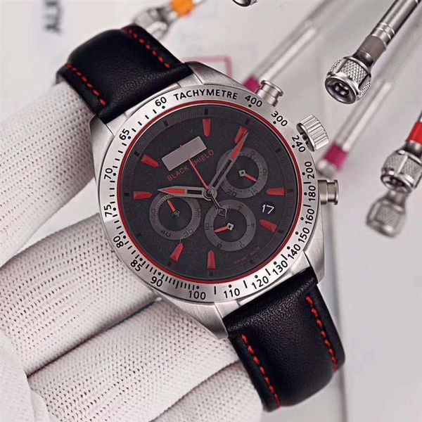 

287 хронограф работает высококачественные мужские мужские верхние часы для мужчин многофункциональный модный повседневный кварцевый часовой, Slivery;brown