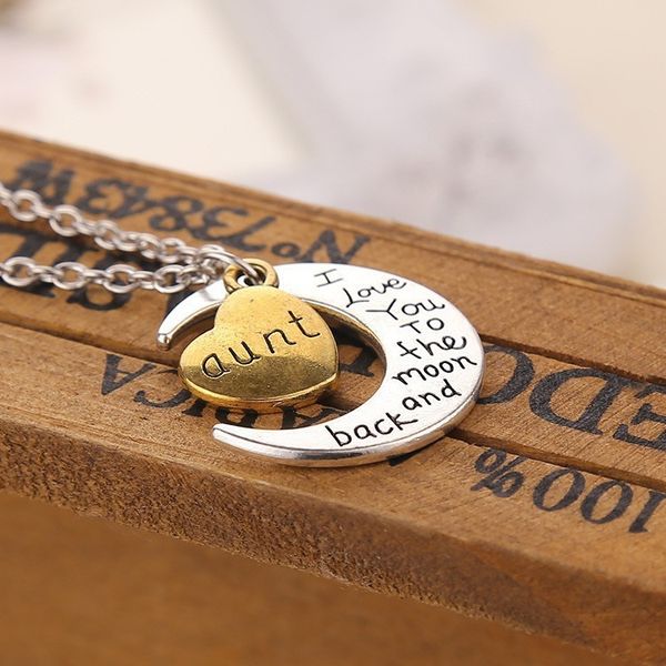 

1bmhmoon i love and you to back the silver necklace vintage family necklaces pendants fashion women jewelry mom christma