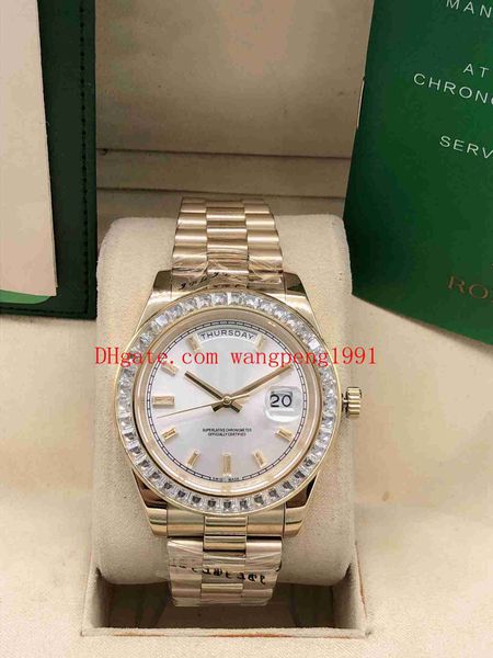 

41mm quality movement day high automatic 228398tbr border watch mens diamond watches 18k yellow gold asia 2813 date president cube 2283 keih, Slivery;brown