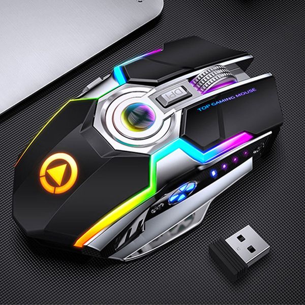 

gaming mouse rechargeable wireless mouse silent 1600 dpi ergonomic rgb led backlit 2.4g usb receiver mouse for lapcomputer
