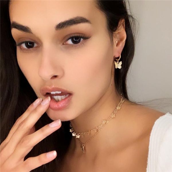 

fashion butterfly sets chains earrings chokers women necklace popular jewelry giftxt04