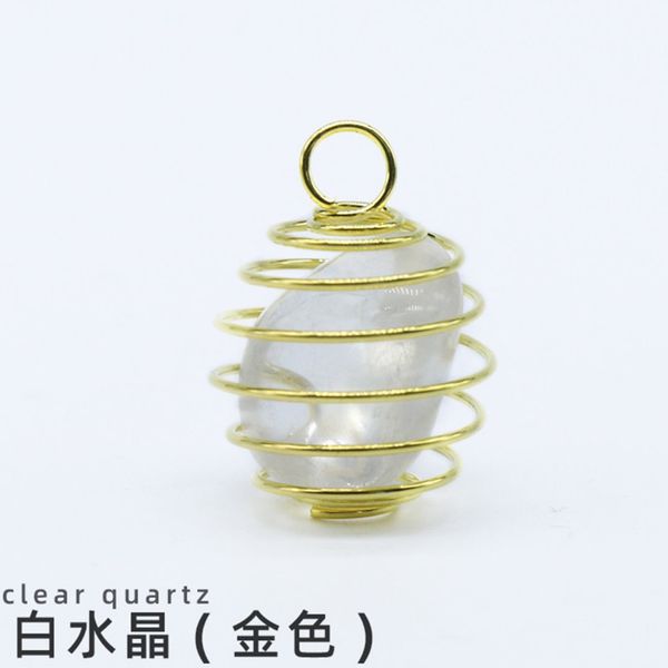 

10 pcs gold plated wire wrap irregular shape rock crystal pendant rope chain necklace green aventurine jewelry, Silver