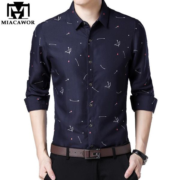 

men's casual shirts miacawor shirt men fashion print camisa masculina spring long sleeve slim fit blusa plus size 4xl c532, White;black