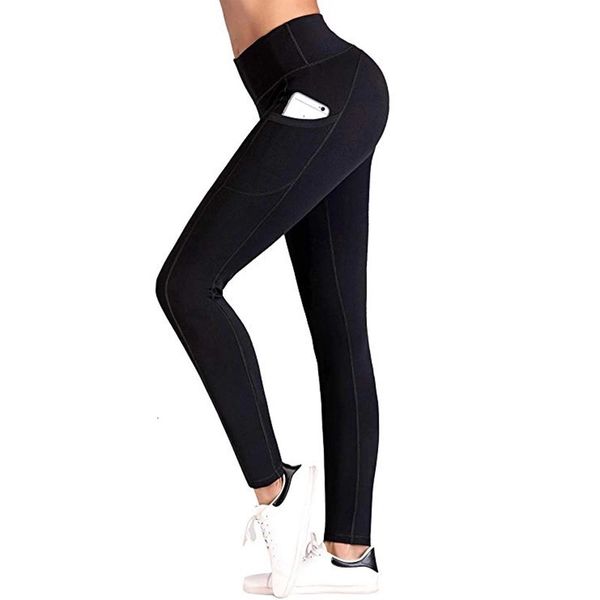 

pocket yoga tight high waist leggings women's elastic running sports fitness pants, Black