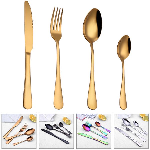 

4 pcs/set stainless steel cutlery steak cutlery fork spoon tableware set polishing high-quality tableware dinnerware set vtky2342