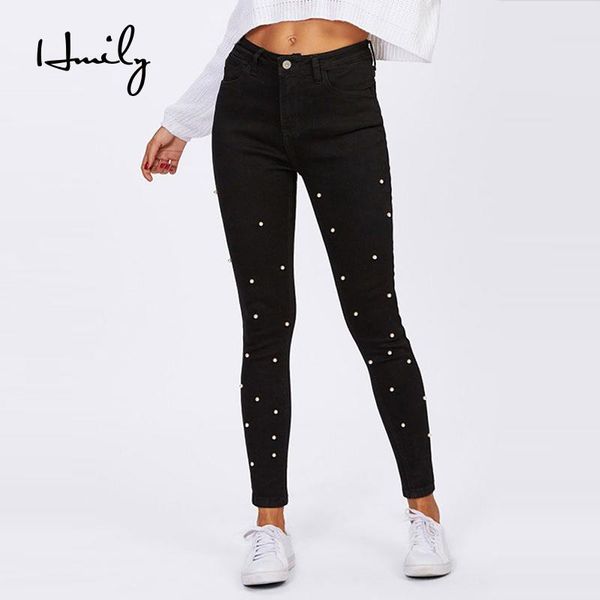 

women's jeans hmily women`s high waist basic casual fashion stretch skinny denim jean pants trousers for women brand, Blue