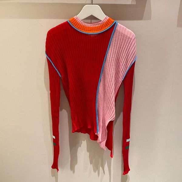 

women's slim turtleneck long sleeve irregular color patchwork sweater 2021 autumn knit pullovers, White;black
