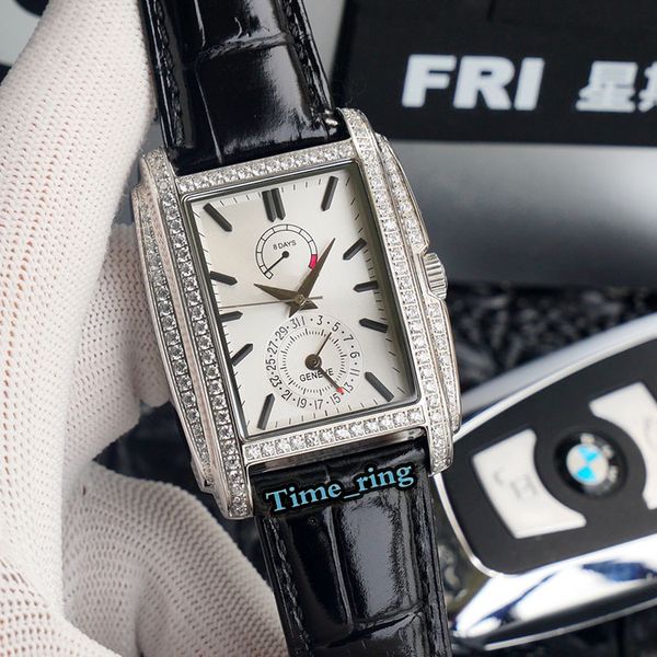 

version 5200g-001 white date dial silver diamond case eat 2824 automatic mechanical movement men's watch leather strap designer watches, Slivery;brown