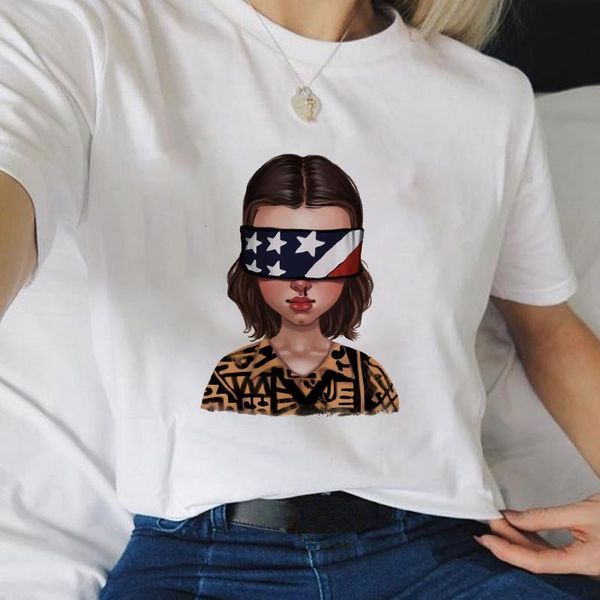

stranger things t shirt eleven women casual tee shirts t-shirt female femme clothing harajuku funny tee, White