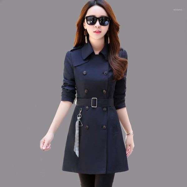 

2018 new autumn and winter windbreaker female long slim jacket female trench jacket fashion women coat leisure womens outerwear1, Tan;black