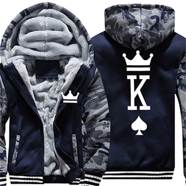 

2021 new us size hoodie men women for poker king queen crown jacket winter thicken fleece hoodies coat clothing casual sweatshirts dvht, Black