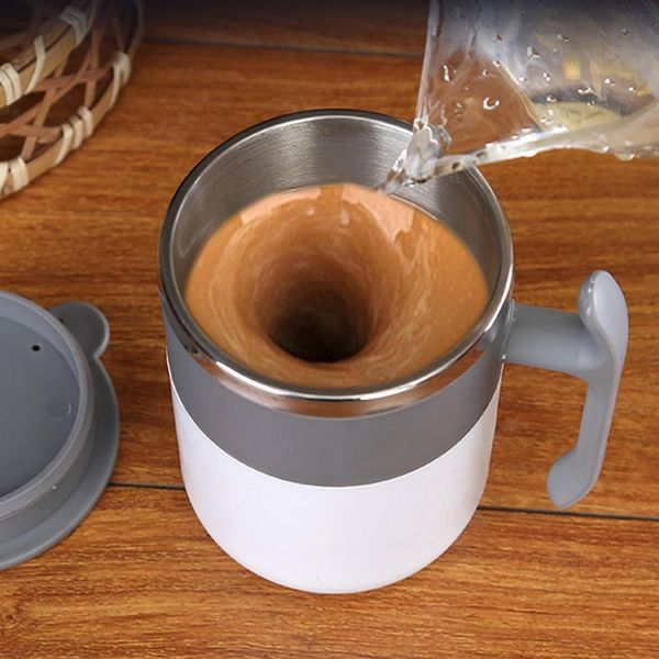 350ML Becher Edelstahl Silikon automatischer selbstrührender Kaffeemischbecher