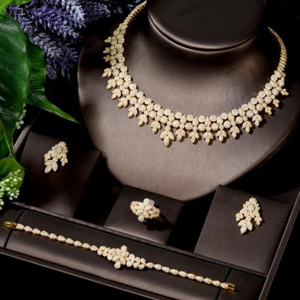 

hibride micro inlay cubic zirconia geometric design jewelry set dubai gold jewelry sets for wedding women bridal n-796, Silver