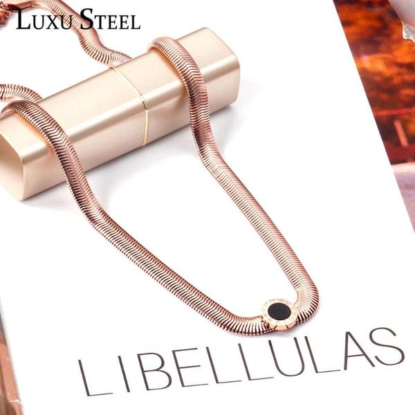 

luxusteel hiphop jewelry 6mm width 40cm+5cm rose gold snake chains necklace new round roman numberal pendants collars chokers, Silver