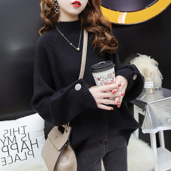 

women sweater winter warm female jumper thick christmas sweaters ribbed knitted pullover black1, White;black