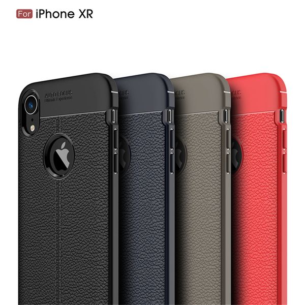 

shockproof tpu mobile phone shell for iphone xr 6.1 inch leather pattern phone case
