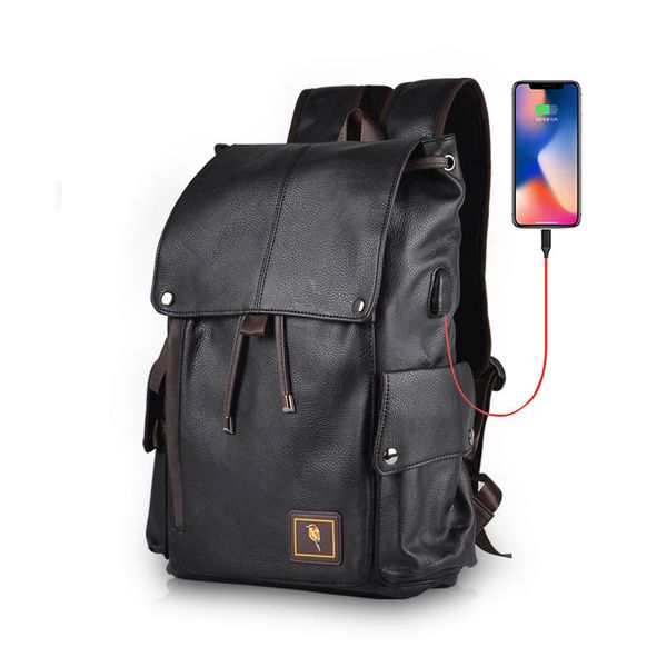 

korean leather backpack large capacity usb refillable in the tasteful fashion of water drawstring school computer leisure bags 5t0c