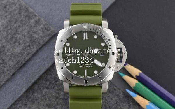 

vs factory mens maker p1055 lum sub verde 42mm green rubber p900 automatic movement men's sport watches green and blue dial, Slivery;brown